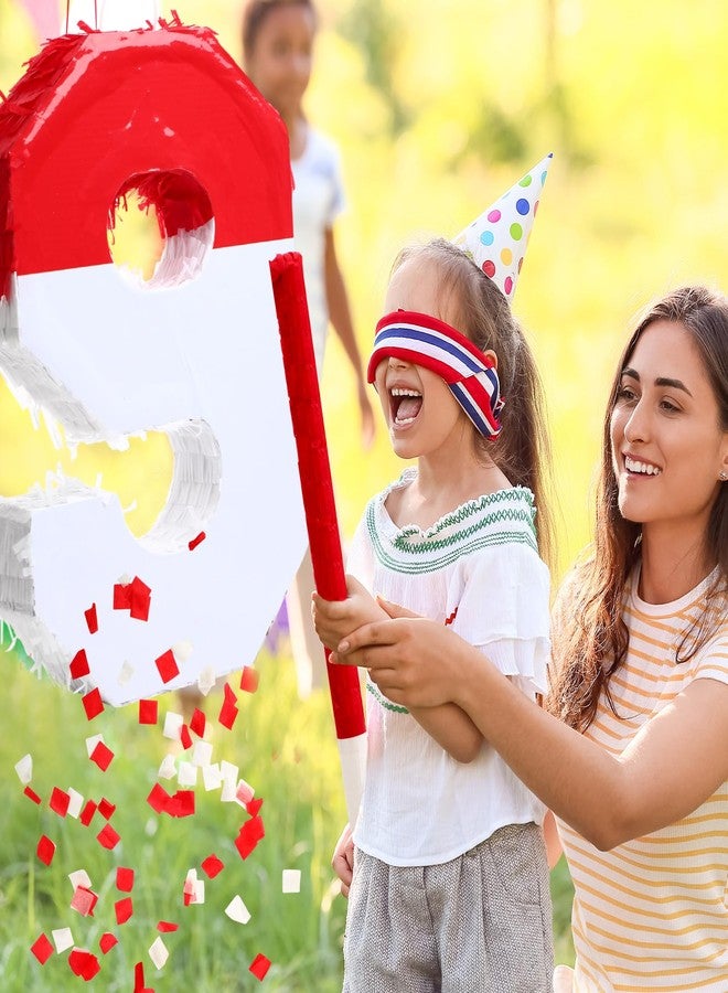 Poen بينياتا بوين رقم 9 مع عصا بيسبول وقناع للعين وورق ملون، بينياتا حمراء وبيضاء للأطفال، مناسبة لأعياد الميلاد والذكرى السنوية، مستلزمات الحفلات، 16 × 11 × 2.8 بوصة - Image 5